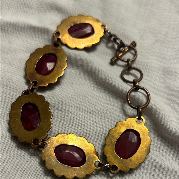 Vintage Ruby Red CopperBracelet 8.5” - Picture 2 of 3